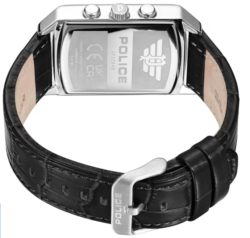 POLICE WATCH STEEL CASE, GREEN DIAL, GREEN LEATHER