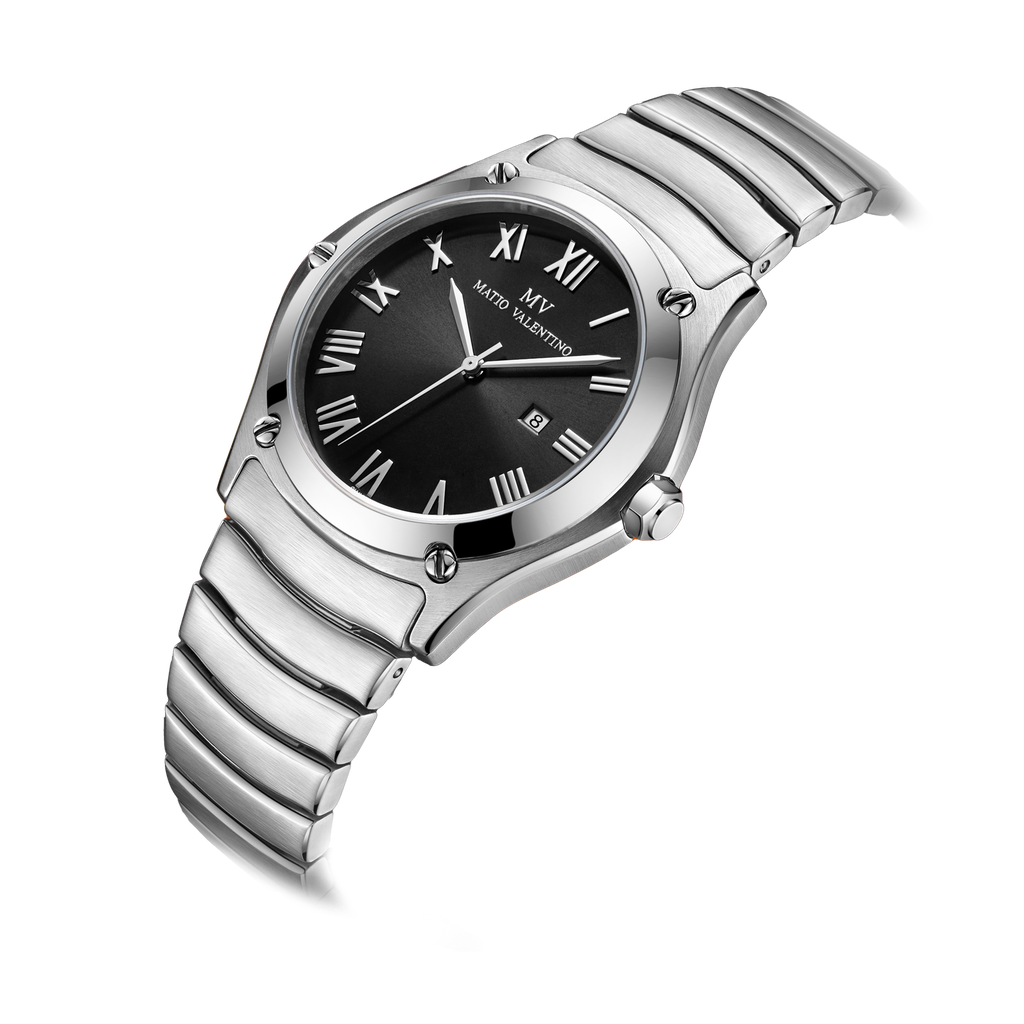 MATIO VALENTINO (M) WATCH BLACK DIAL ROMAN NO.