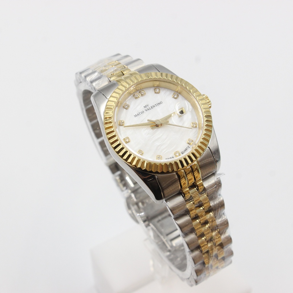MATIO VALENTINO (W) WATCH 2 TONE WHITE MOP DIAL 