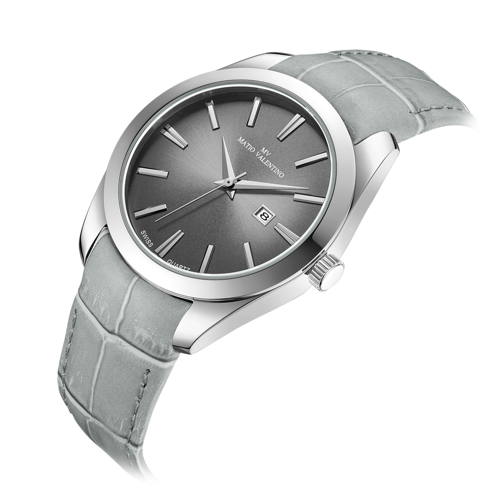 MATIO VALENTINO (M) WATCH SILVER LEATHER STRAP
