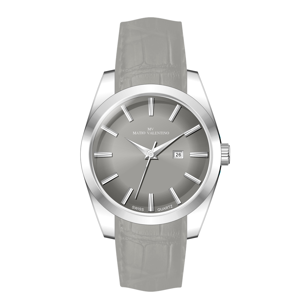 MATIO VALENTINO (M) WATCH SILVER LEATHER STRAP