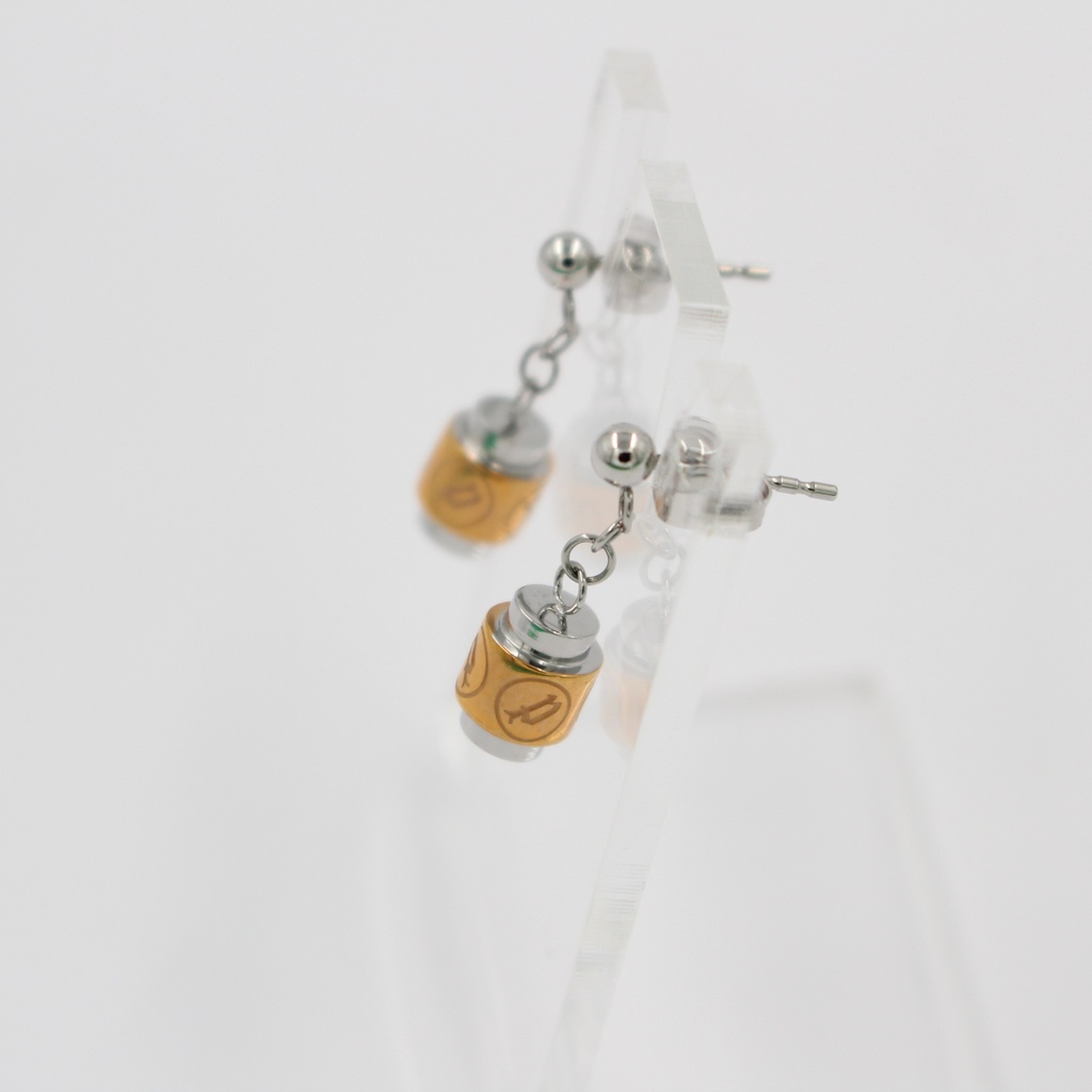 POLICE LADIES TWO TONE RHODIUM PLATED EARRING WITH
