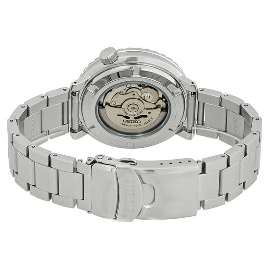 Seiko 5 Sports Bottle Cap Silver Stainless Steel Black Dial Automatic Mens Watch SRPC61K1