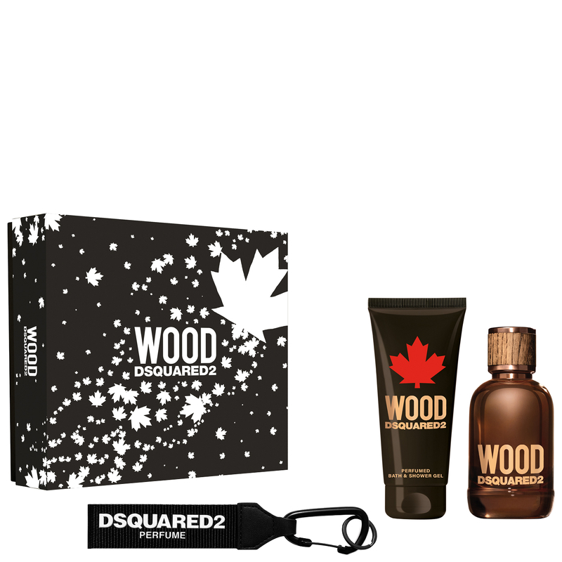 DSQUARED2 WOOD (M) SET EDT 100ML + B & SG 100ML + BLACK KEY RING