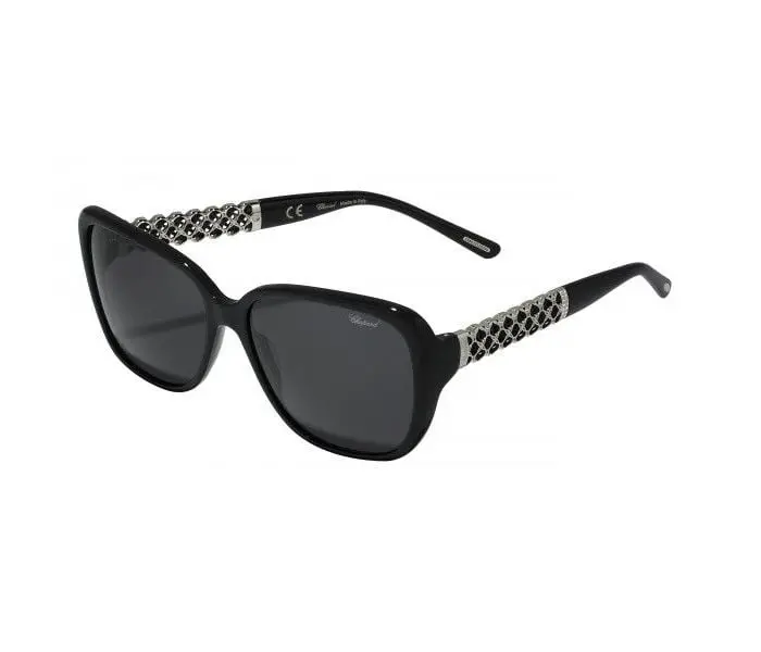 Chopard Oval Black Frame & Black Mirrored Sunglasses for Women SCH184S 