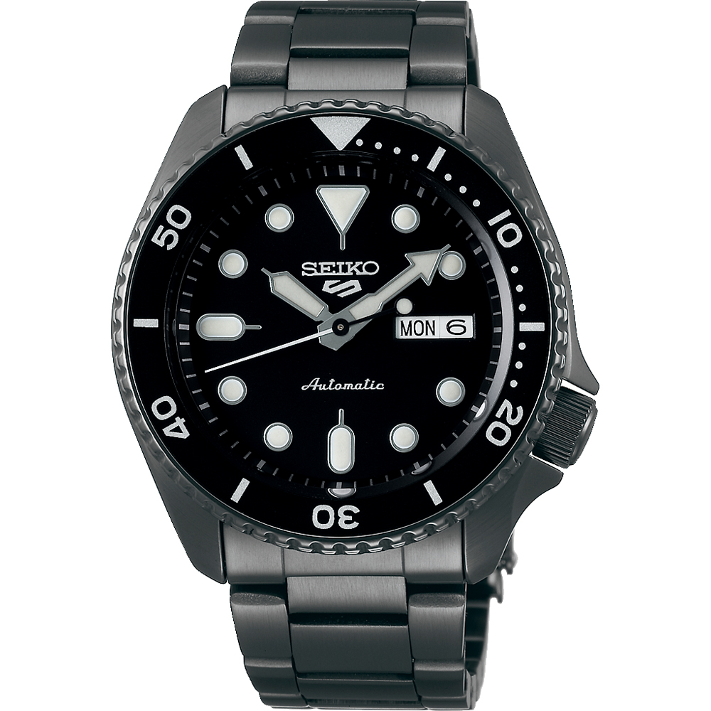 SEIKO 5 WATCH STEEL FULL SMOKEY BLACK 