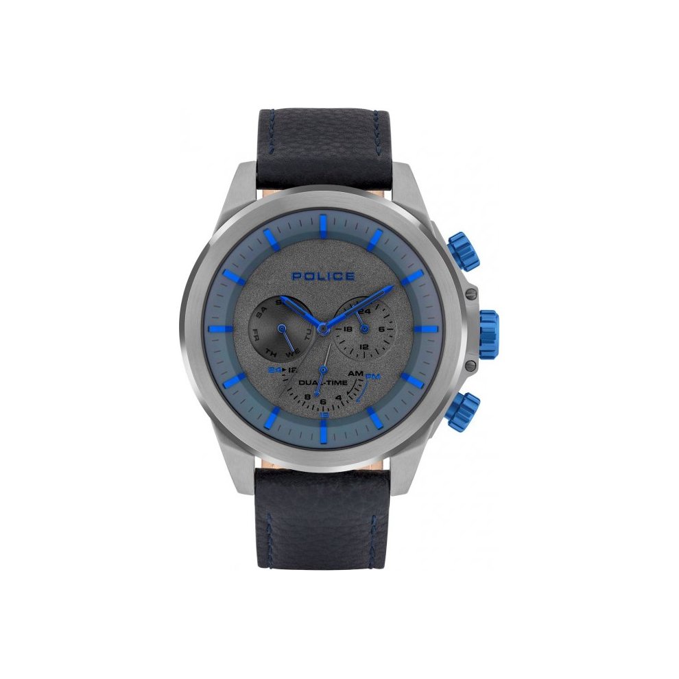 POLICE WATCH P PL G BELMONT GUN CASE GUN DIAL BLU LEATHER