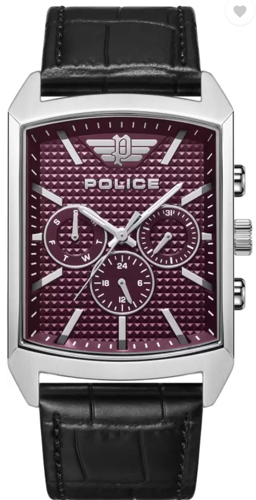 POLICE WATCH STEEL CASE, GREEN DIAL, GREEN LEATHER