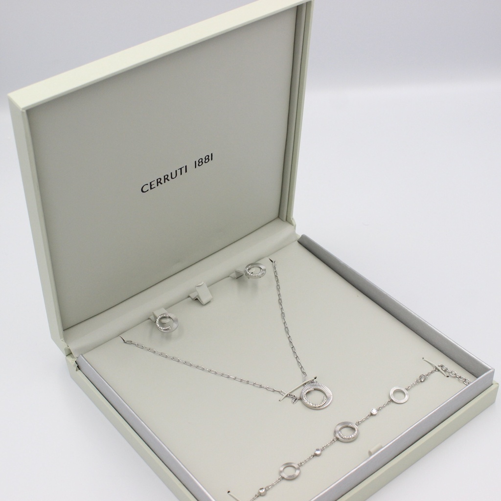 CERRUTI ACC CE PLEAT SS CRYSTALS S-NKL+ERG+BRT
(3PC SET) CIJLB0001001-NEB