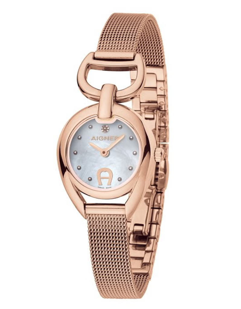 AIGNER GARDA LADIES WHITE DIAL ROSE GOLD CASE WATCH A24266B 
