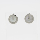 POLICE L SS EARRING W/ MOP COLOR PLATE ETCHED
