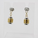 POLICE LADIES TWO TONE RHODIUM PLATED EARRING WITH P PJ 25744ESSG/01
