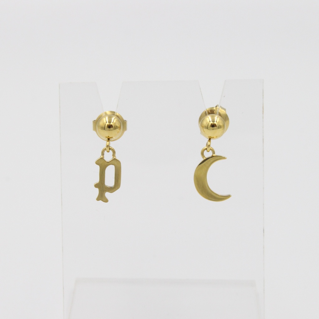 PE SELENE GP MIS-MATCH LOGO AND MOON EARRING
