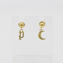PE SELENE GP MIS-MATCH LOGO AND MOON EARRING
