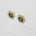 PE ORNATE GP EARRING WITH MALACHITE & CRYSTALS