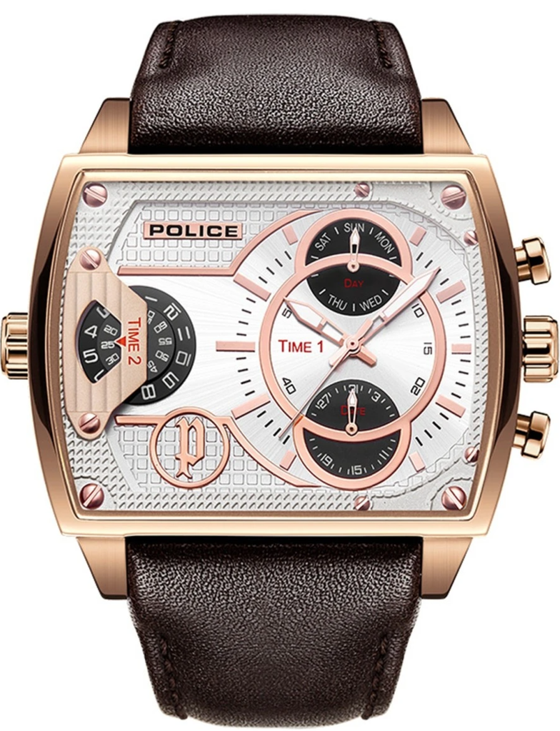POLICE WATCH PL.14698JSR/04 MEN'S WATCH, REAL LEATHER STRAP