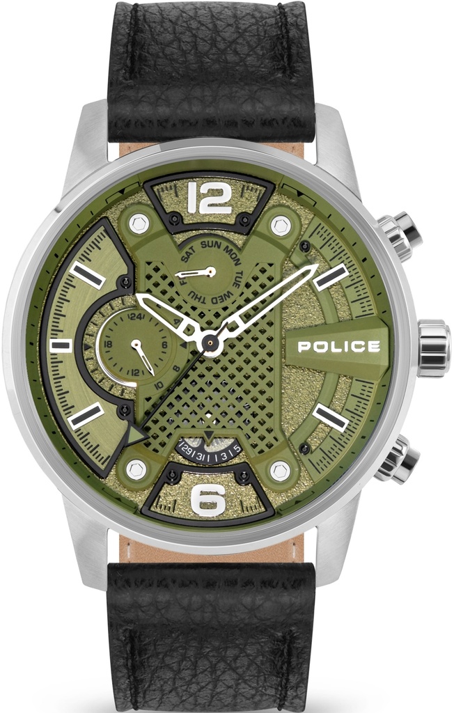 POLICE WATCH SS CASE,OLIVE DIAL,BLACK STRAP PEWJF2203305