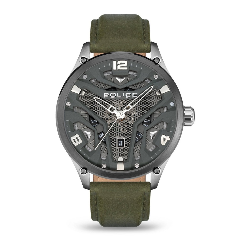 POLICE WATCH IPB CASE CLEAR GLASS, BLACK DIAL/ STRAP PL.16066JSB/02A