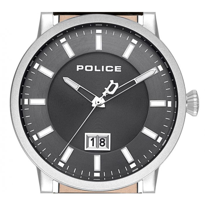 POLICE WATCH PL G COLLIN SS CASE GREY DIAL GREY LEATHER