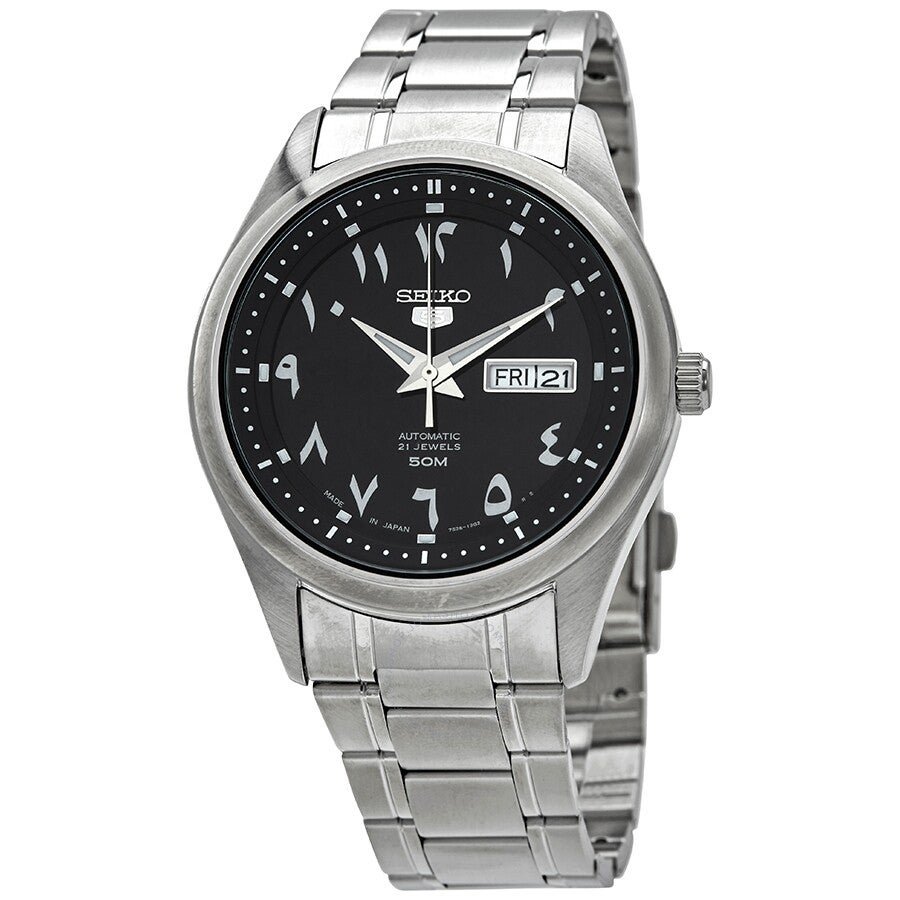 SEIKO 5 WATCH STEEL BLACK ARABIC NO. DAIL (M) SNKP21J1