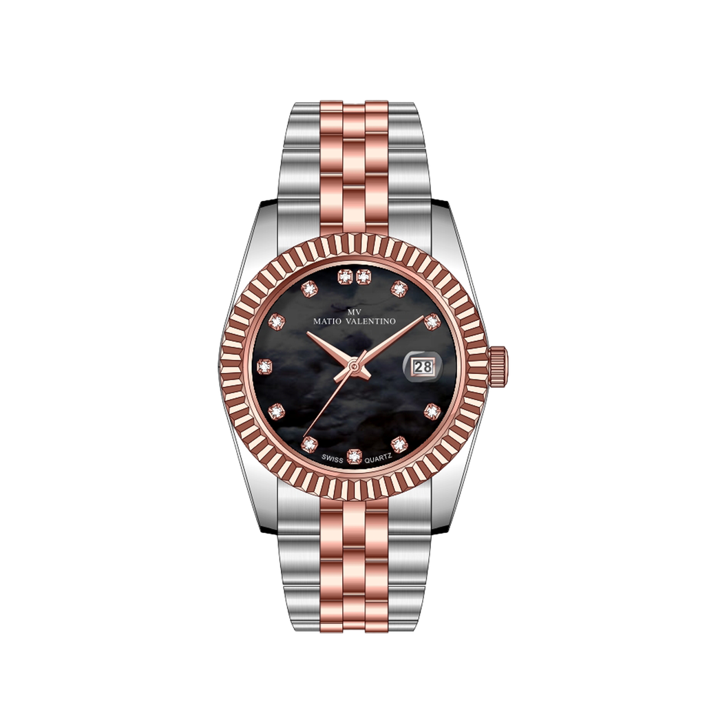 MATIO VALENTINO (W) WATCH 2 TONE BLACK DIAL