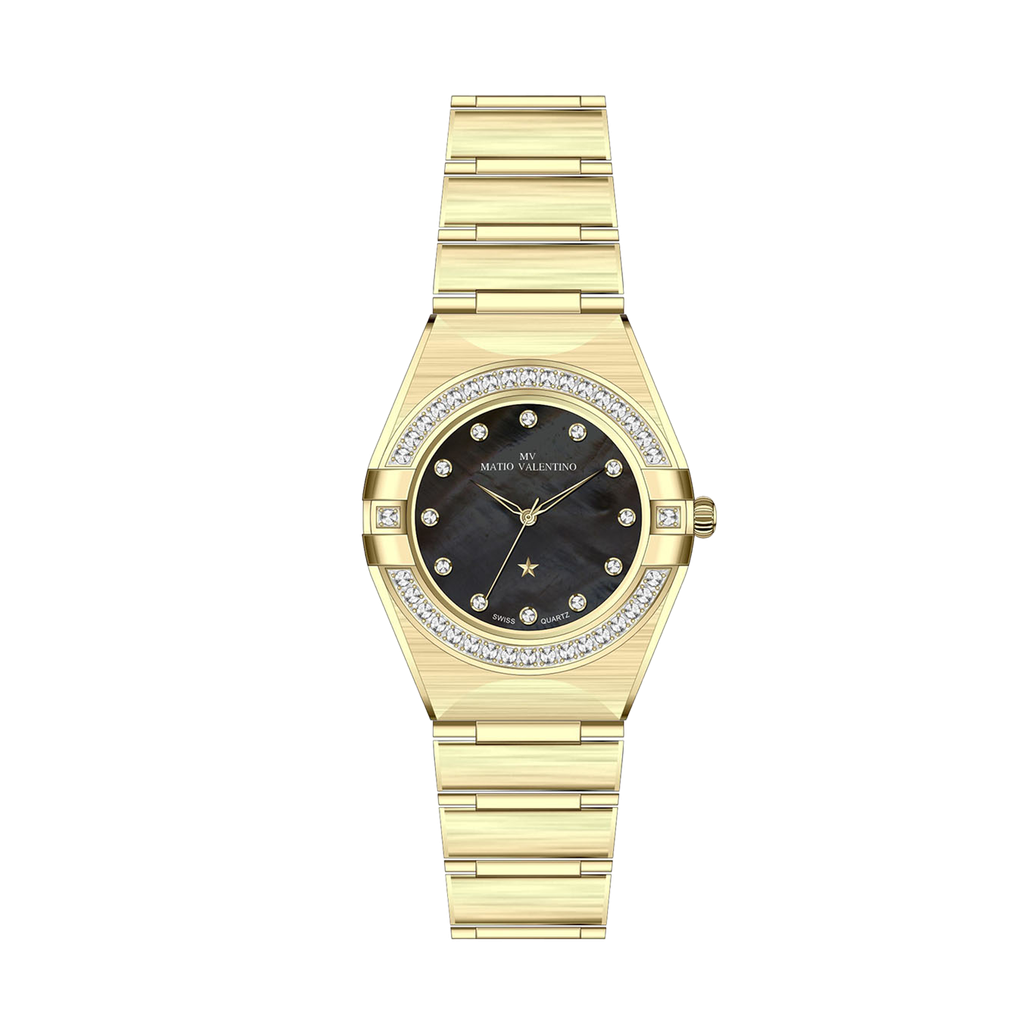 MATIO VALENTINO (W) WATCH FULL GOLD MOP STAR DIAL
