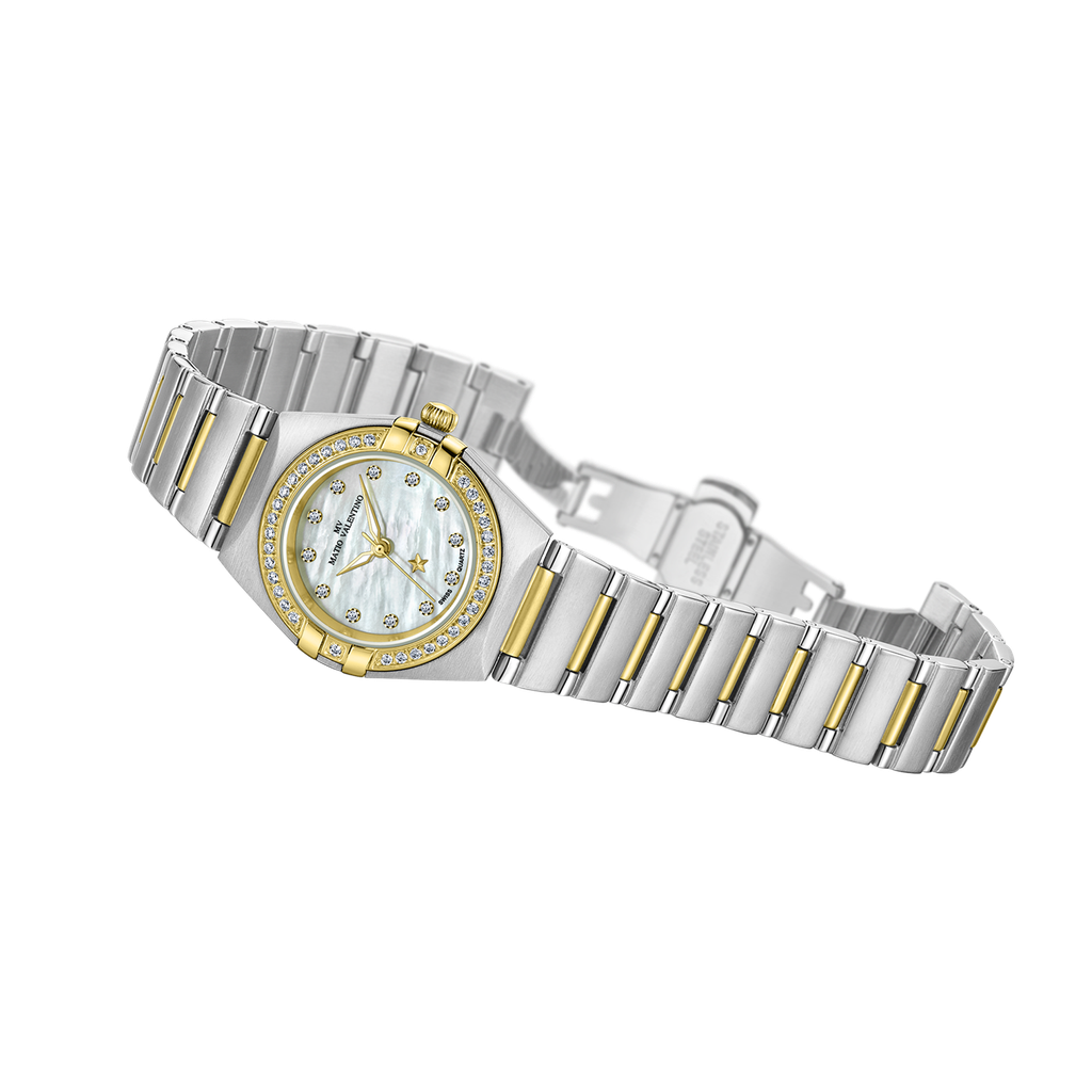 MATIO VALENTINO (W) WATCH 2 TONE MOP STAR DIAL 