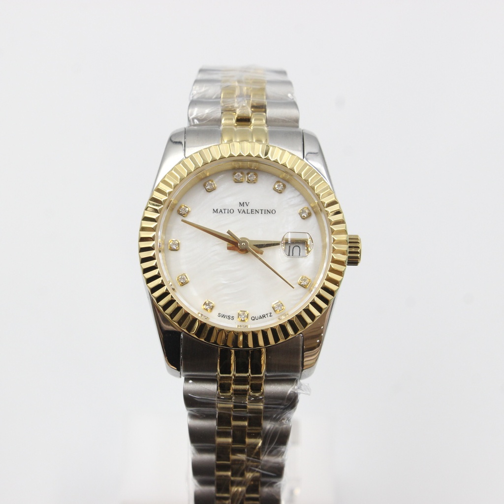MATIO VALENTINO (W) WATCH 2 TONE WHITE MOP DIAL 