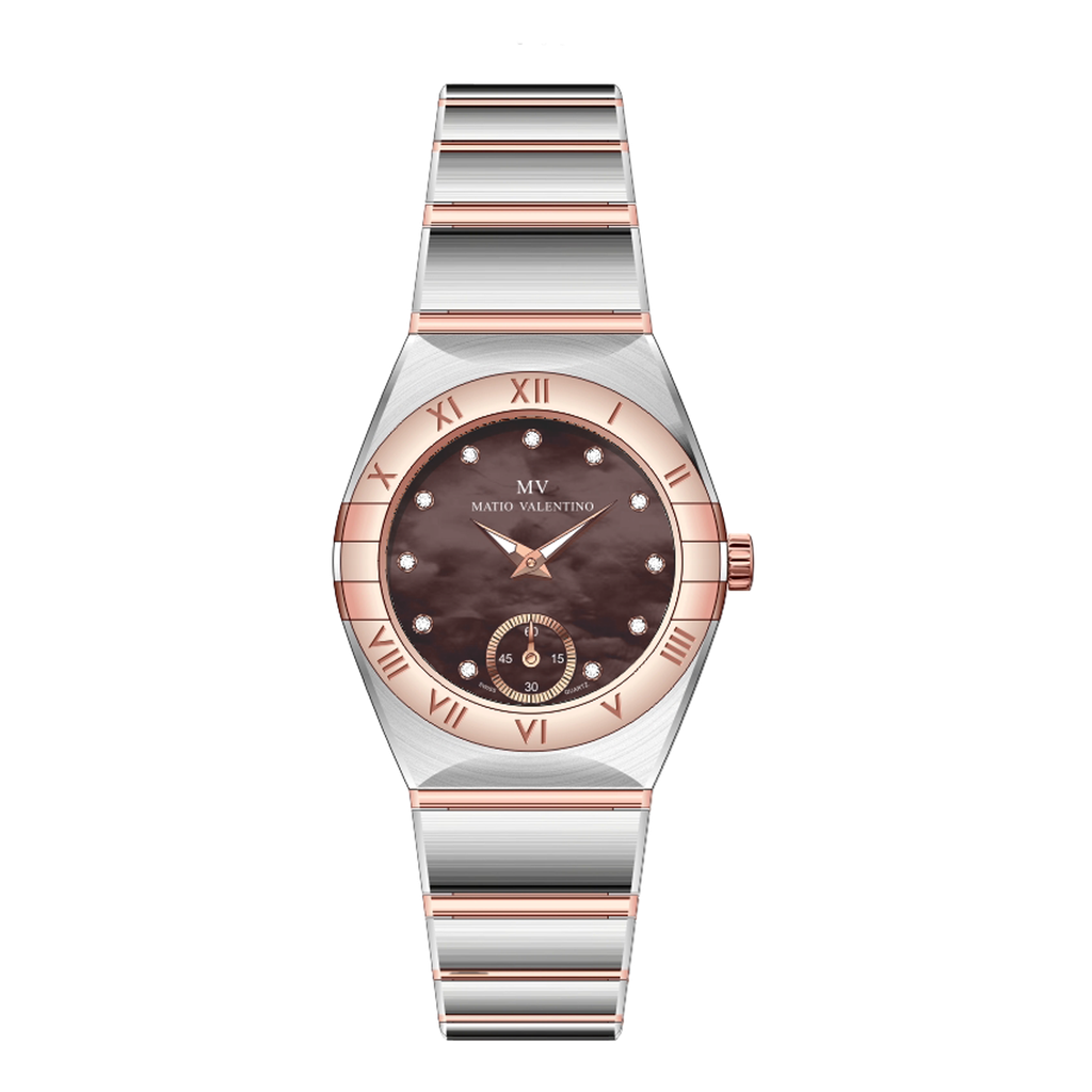 MATIO VALENTINO (W) WATCH 2 TONE BRON MOP DIAL