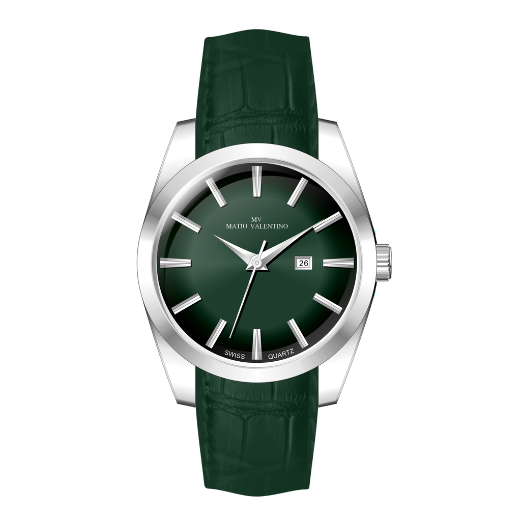 MATIO VALENTINO (M) WATCH GREEN LEATHER STRAP
