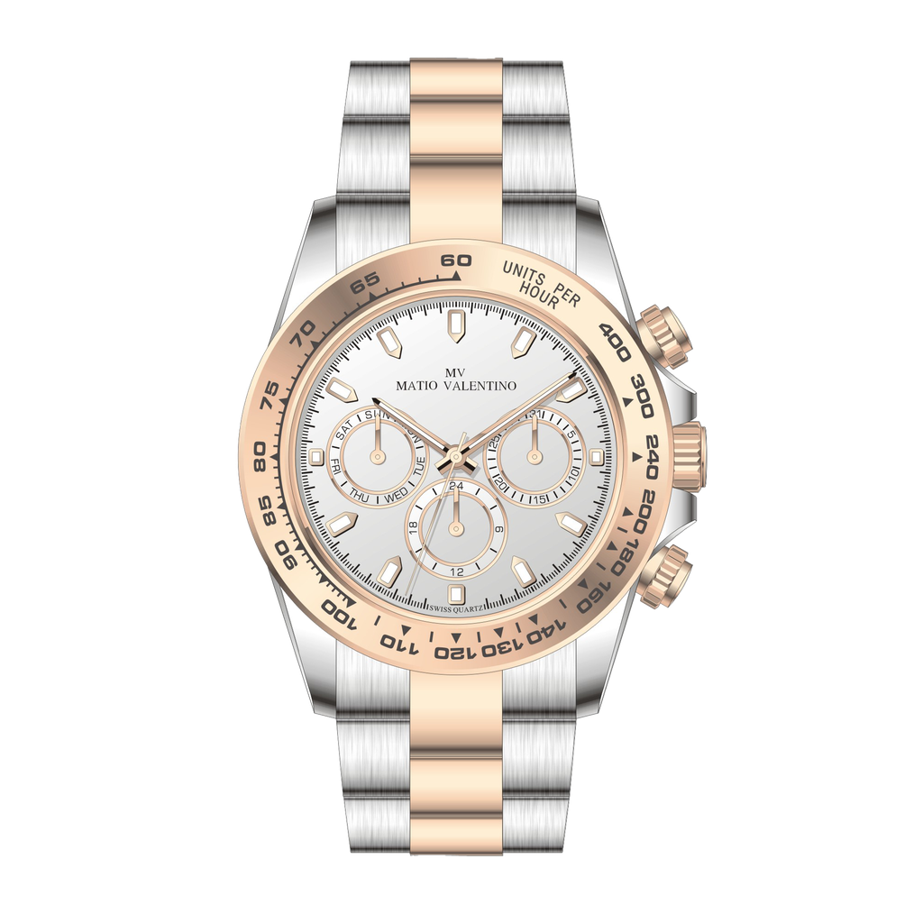MATIO VALENTINO (M) WATCH 2 TONE CONOGRAPH WHITE DIAL