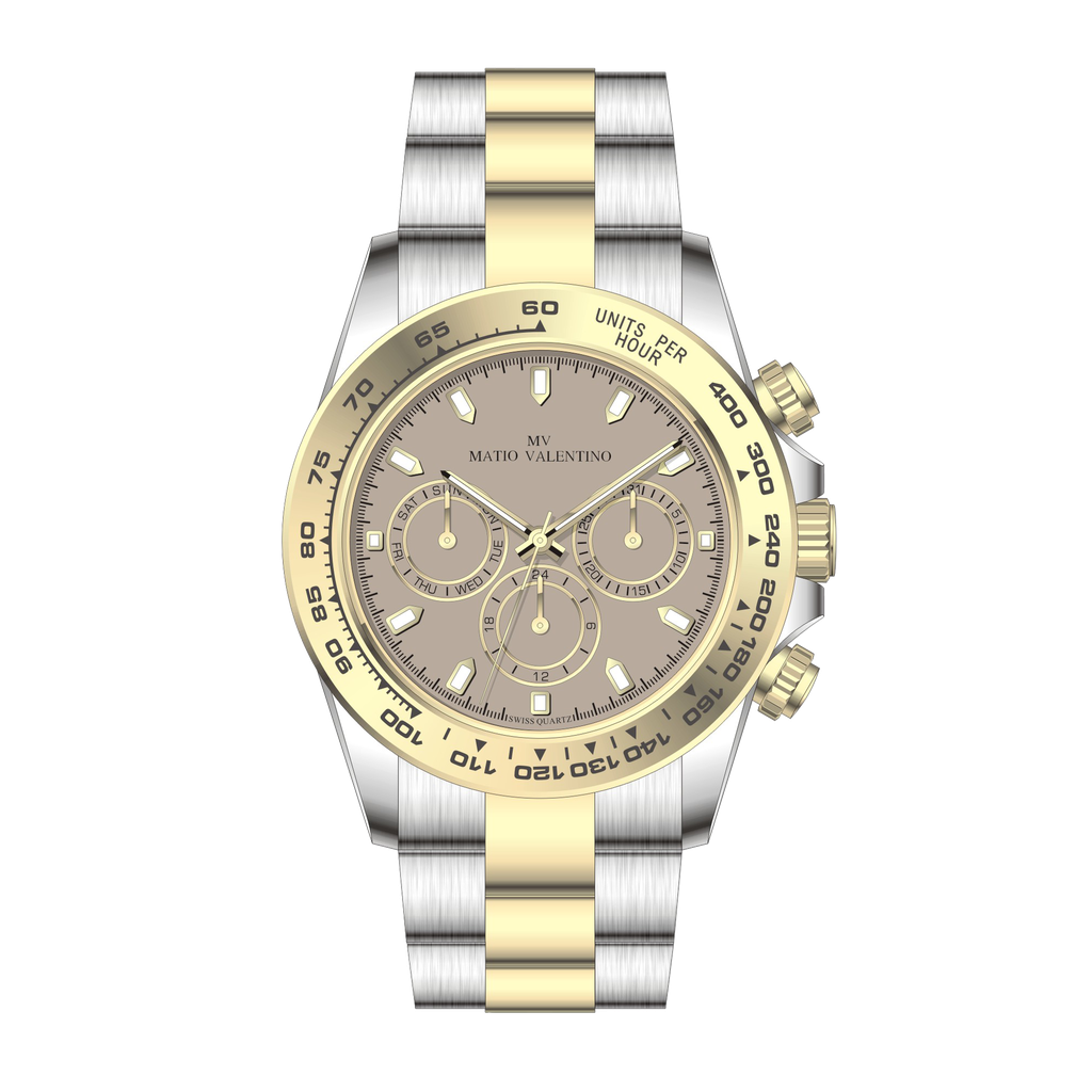 MATIO VALENTINO (M) WATCH 2 TONE CONOGRAPH GREY DIAL