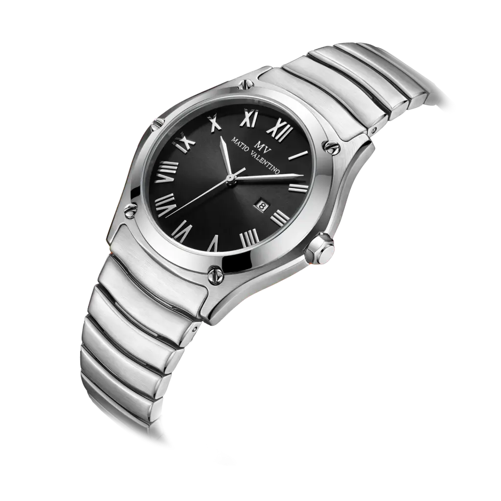 MATIO VALENTINO (M) WATCH BLACK DIAL ROMAN NO.
