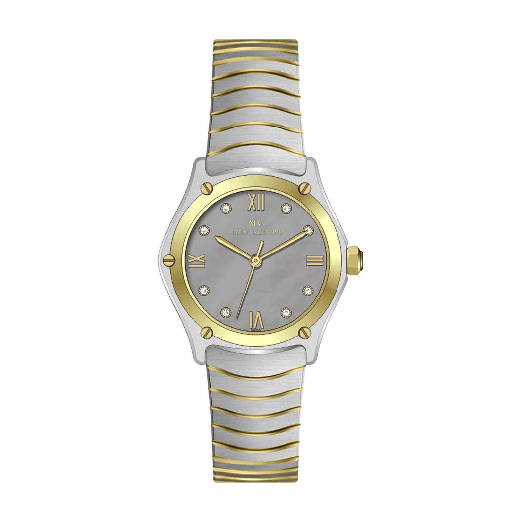 MATIO VALENTINO (W) WATCH 2 TONE GREY DIAL ROMAN NO.