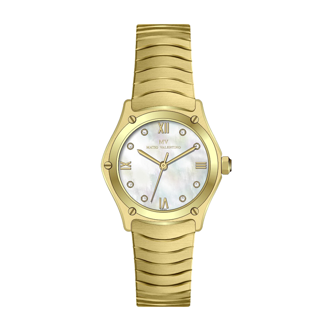 MATIO VALENTINO (W) WATCH FULL GOLD WHITE DIAL ROMAN 
