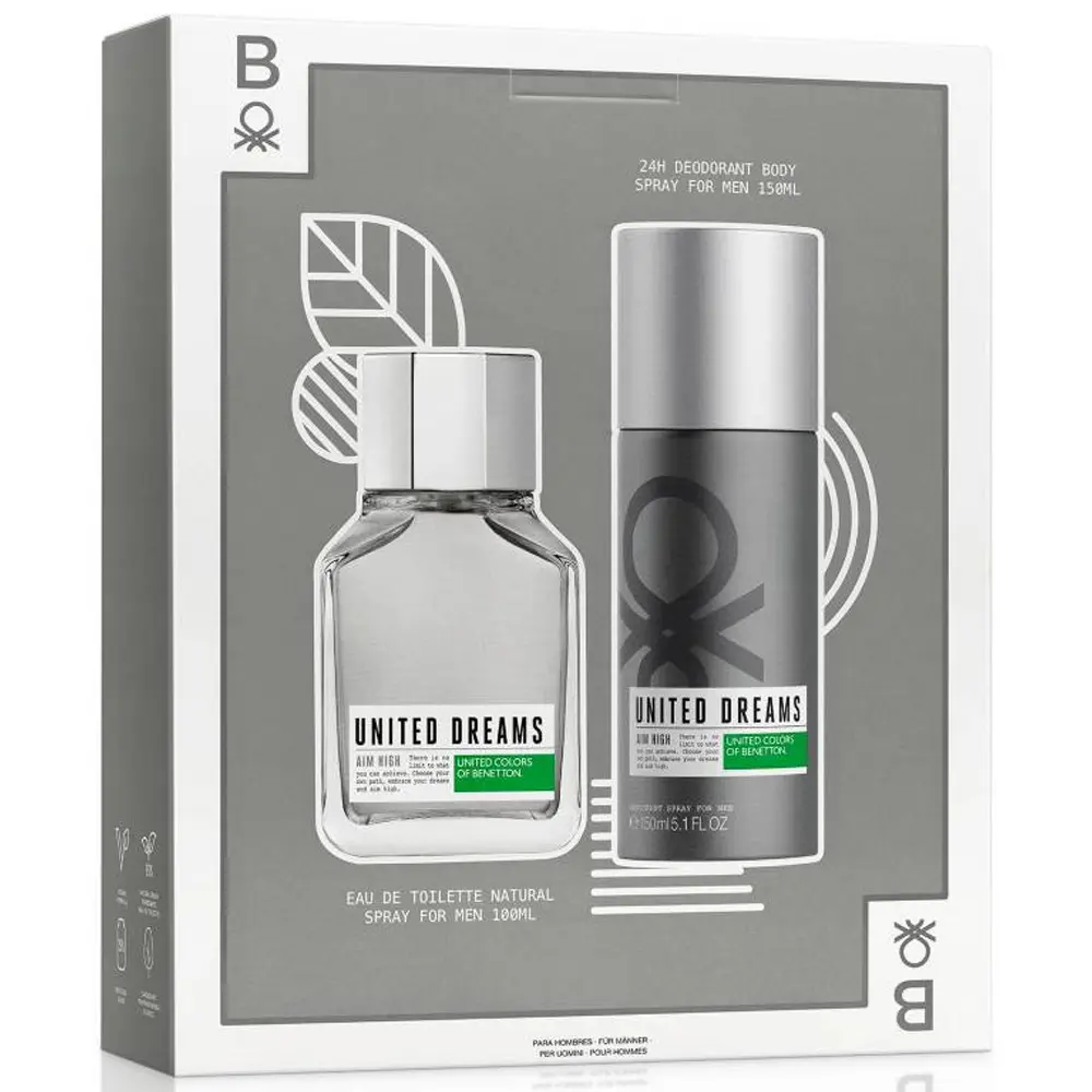 BENETTON UNITED DREAMS AIM HIGH (M)SET EDT 100ML + 24H DEODORANT 150ML 