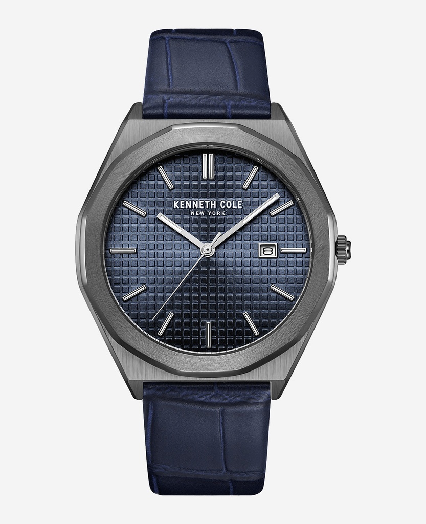 Kenneth Cole | Modern Classic Leather Strap Watch in Blue