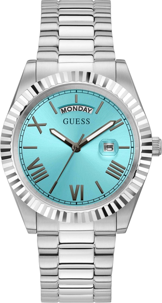 ساعة GUESS Connoisseur Aqua للرجال باللون الفضي