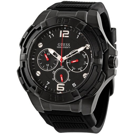 Guess Men's W1254G2 Genesis Black Watch with Silicone Strap - 1 Size