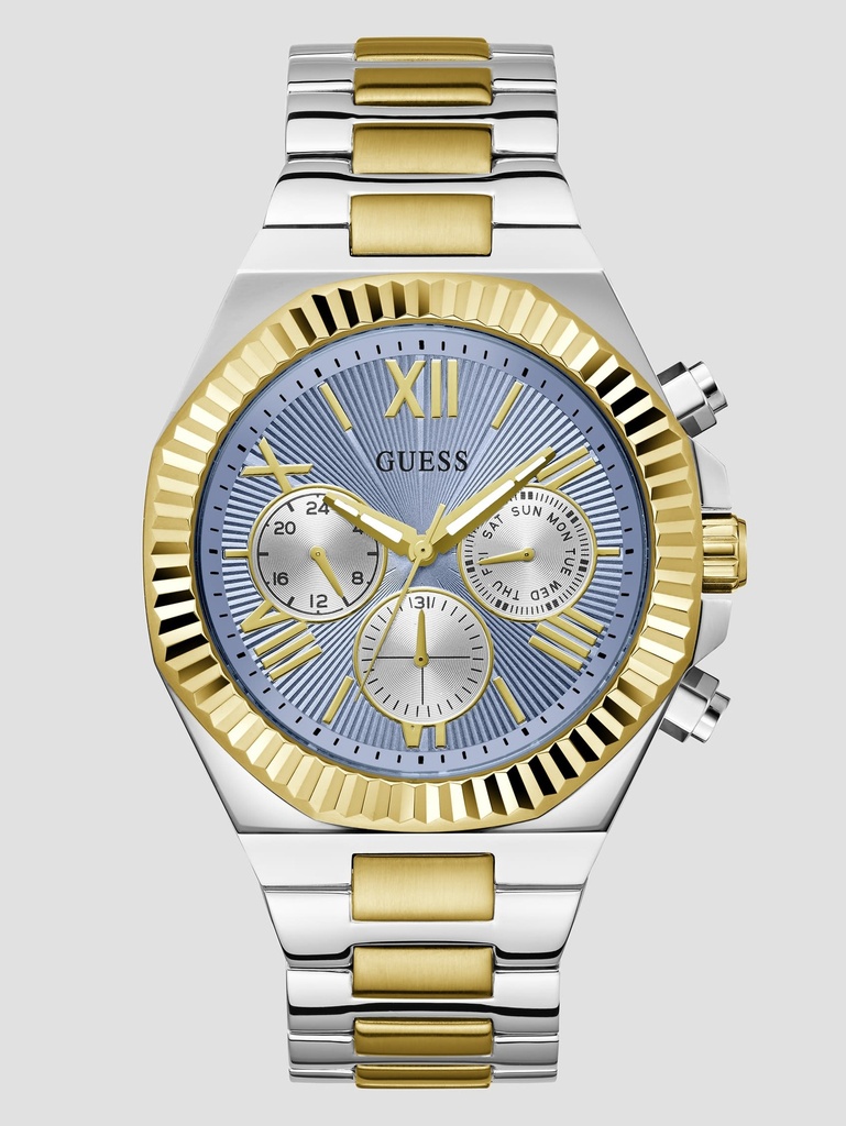 GUESS Two-Tone and Blue Multifunction Watch