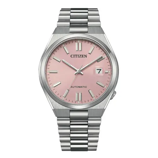 Citizen automatic watch features a stylish pink dial and stainless-steel bracelet