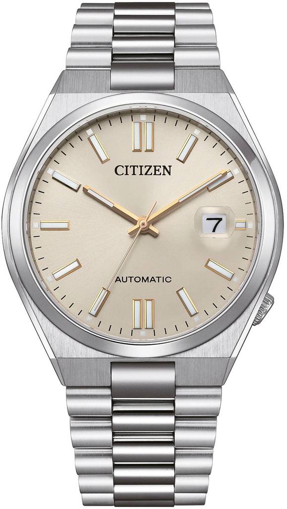 Citizen automatic watch with a refined beige dial and stainless-steel bracelet