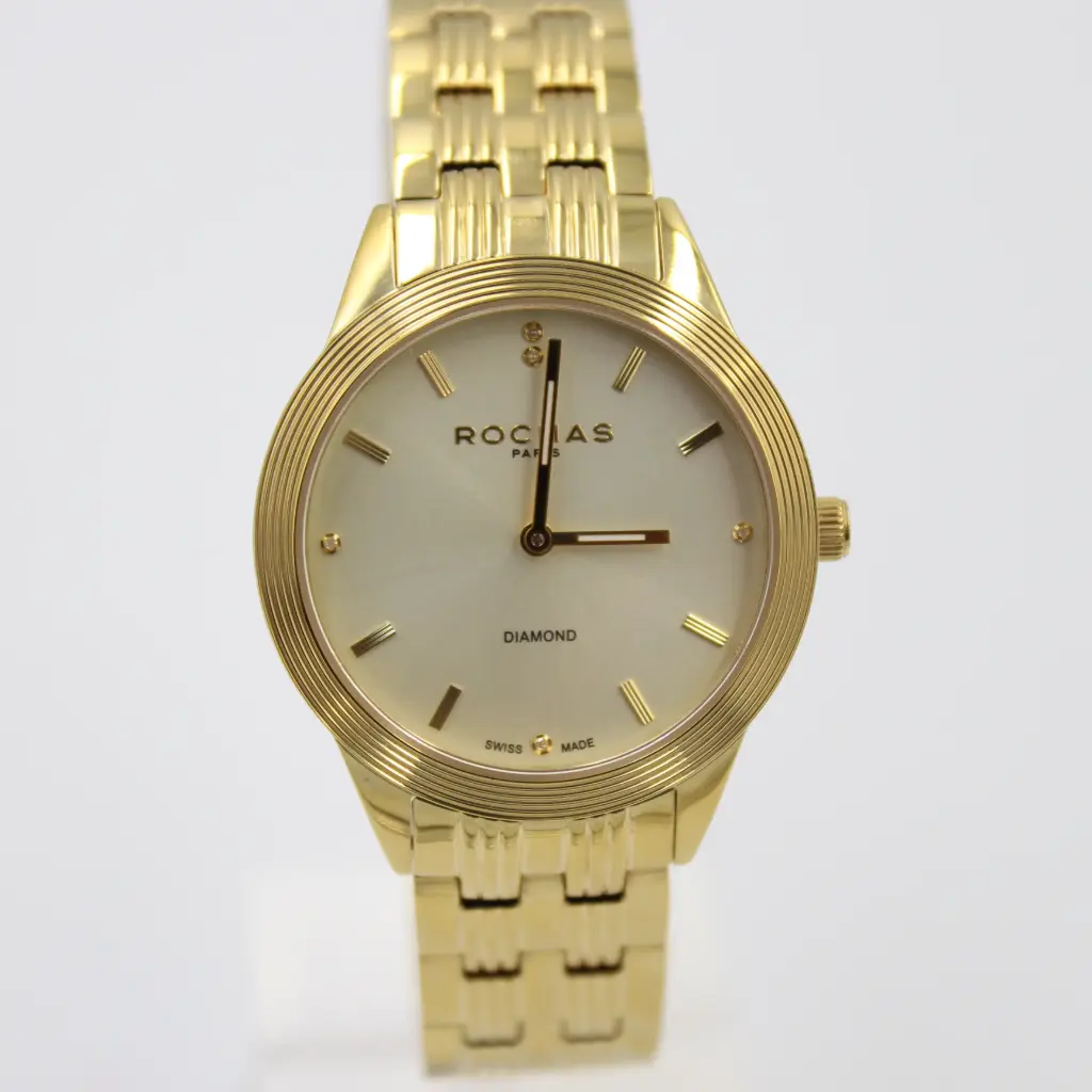 Rochas Paris Diamond Gold Watch