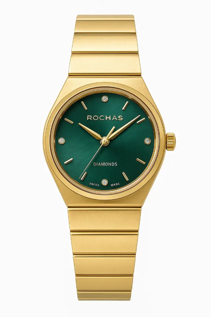 ROCHAS Ladies Quarts Diamond Green Dial Watch RWF218B
