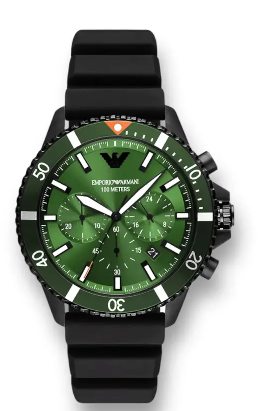Emporio Armani Chronograph Black Silicone Watch