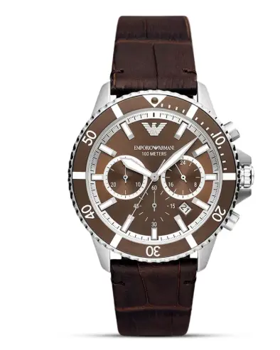 EMPORIO ARMANI BROWN LEATHER WATCH AR11486