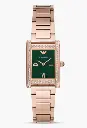 Emporio Armani Genni Green Dial Rose Gold Ladies Watch | AR11641