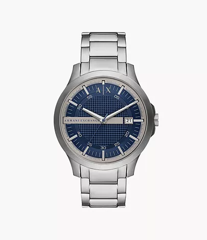  Armani Exchange Three-Hand Date Stainless Steel Watch