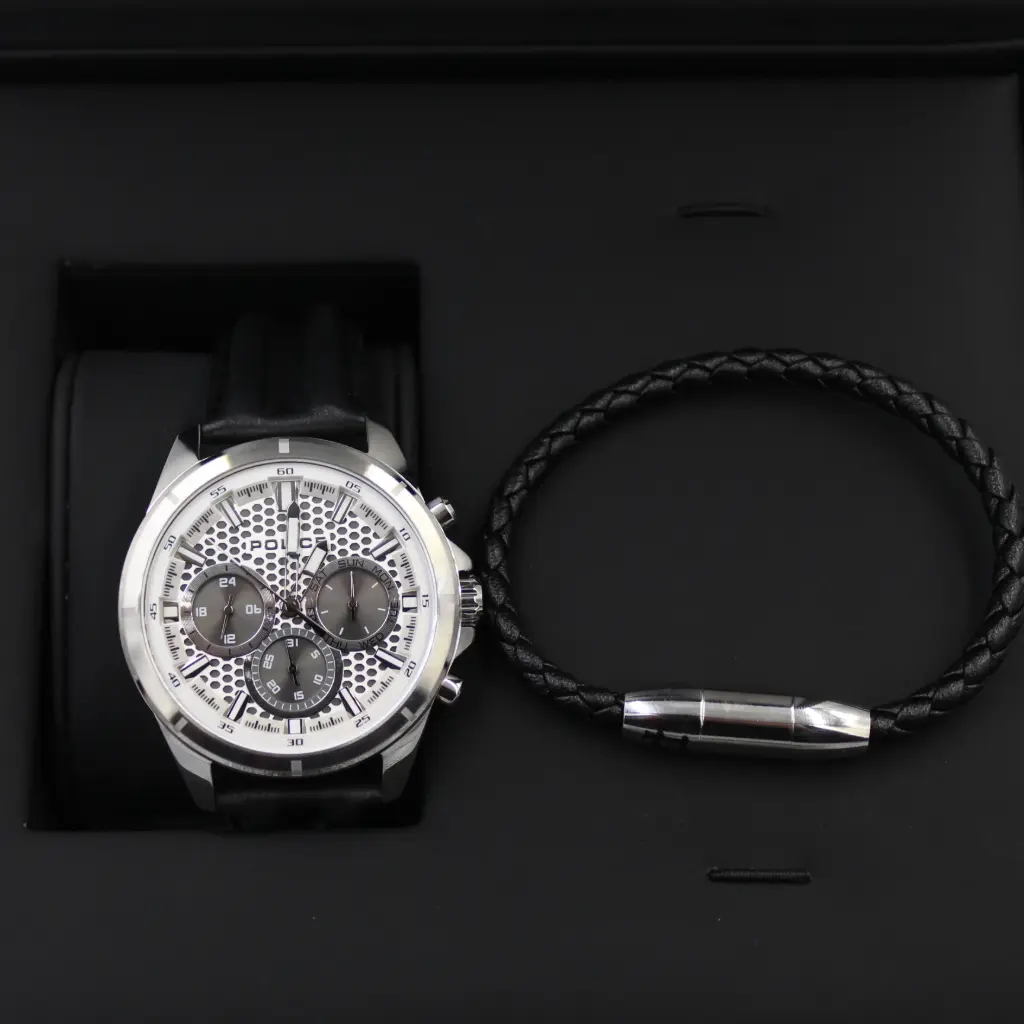 POLICE MENS WATCH+BRACELET (2 PCS SET) 