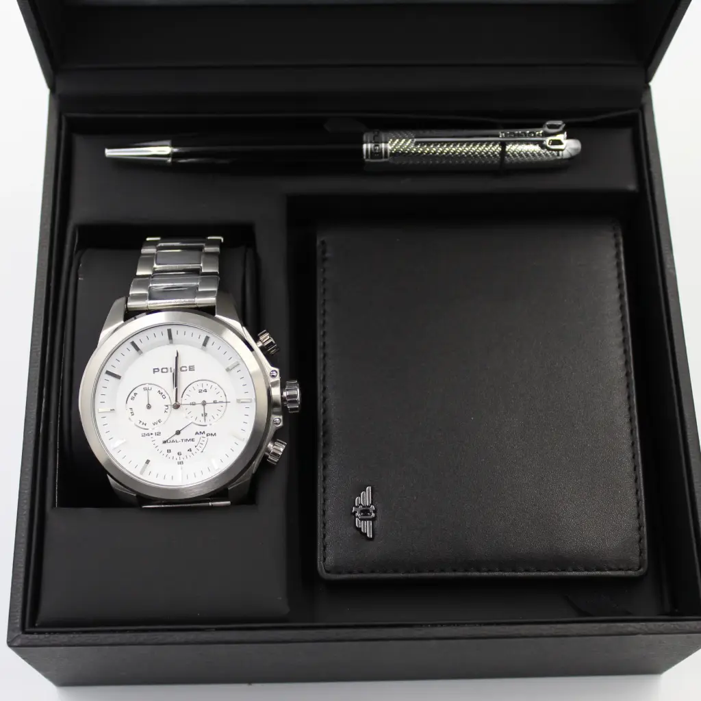 POLICE MENS WATCH+PEN+WALLET (3PCS SET)    